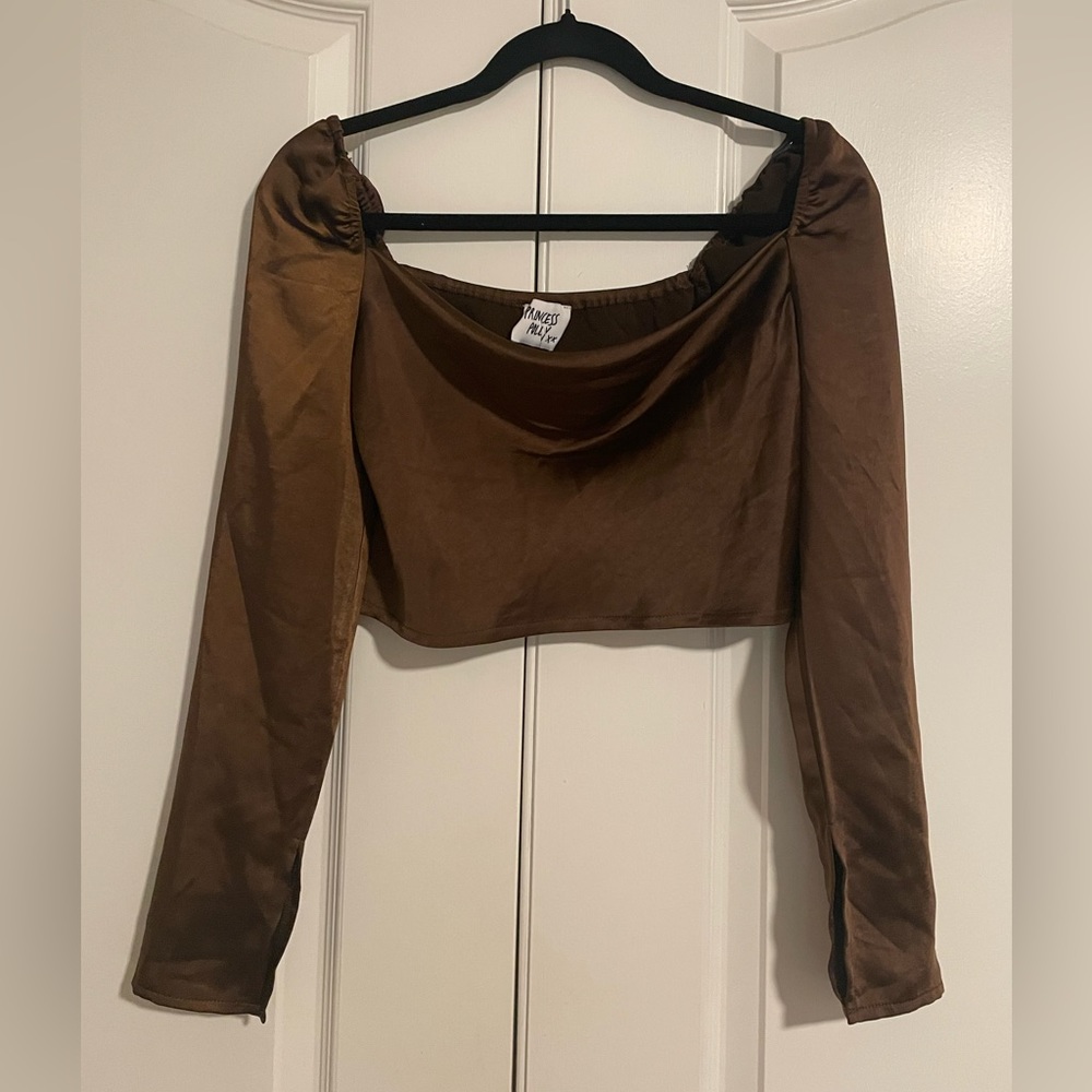 Princess Polly Brown Satin Top